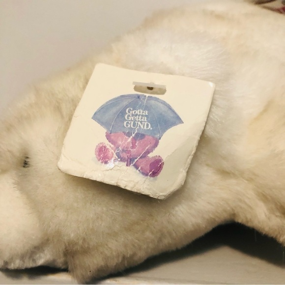 VINTAGE 1980 Gund SNUFF White Polar Bear Ultra Plush Stuffed Toy Animal 7” Lovey - Picture 5 of 9